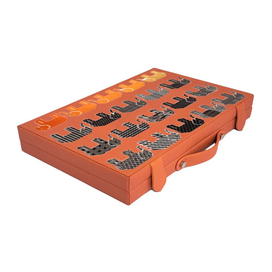 Backgammon Mediano Forro Naranja Elefantes