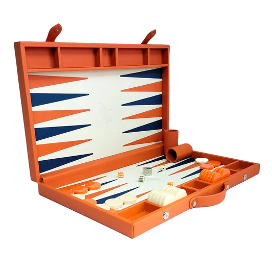 Backgammon Mediano Forro Naranja Elefantes